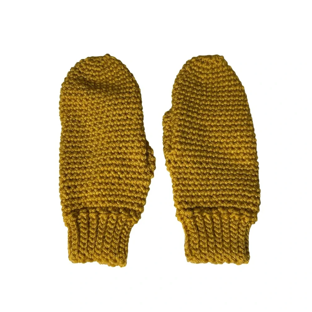 NWOT Handmade‎ Gold Chunky Knit Mittens Winter Cozy Warm Accessories